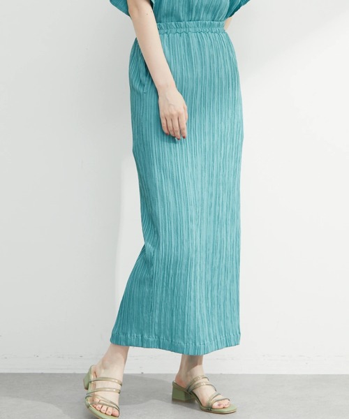 Green Parks(グリーンパークス)の「シャーリングジャガードスカート(スカート・レディース・ブラック/イエロー/ミント・FREE)」の1枚目の写真