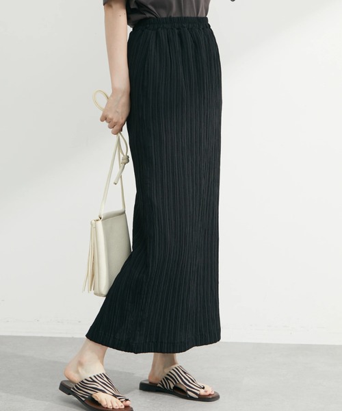 Green Parks(グリーンパークス)の「シャーリングジャガードスカート(スカート・レディース・ブラック/イエロー/ミント・FREE)」の2枚目の写真