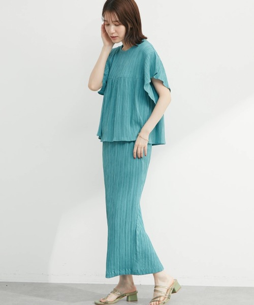 Green Parks(グリーンパークス)の「シャーリングジャガードスカート(スカート・レディース・ブラック/イエロー/ミント・FREE)」の5枚目の写真