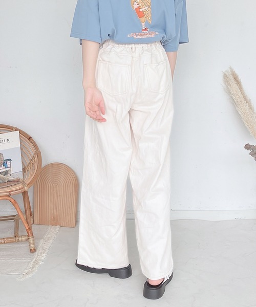 AS KNOW AS plus（アズノゥアズプラス）の「●デザインワイドパンツ（デニムパンツ・レディース・アイボリー/ブラック/ブルー/サックスブルー・FREE）」の14枚目の写真