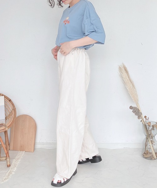 AS KNOW AS plus（アズノゥアズプラス）の「●デザインワイドパンツ（デニムパンツ・レディース・アイボリー/ブラック/ブルー/サックスブルー・FREE）」の15枚目の写真