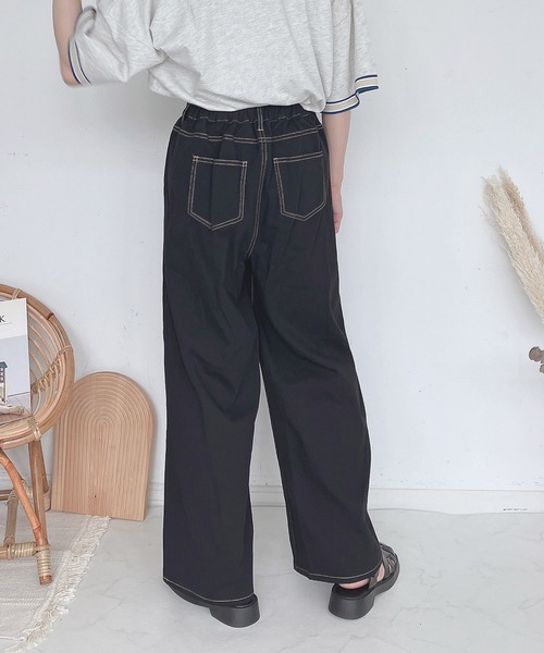 AS KNOW AS plus（アズノゥアズプラス）の「●デザインワイドパンツ（デニムパンツ・レディース・アイボリー/ブラック/ブルー/サックスブルー・FREE）」の18枚目の写真