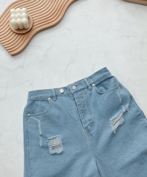 AS KNOW AS plus（アズノゥアズプラス）の「●デザインワイドパンツ（デニムパンツ・レディース・アイボリー/ブラック/ブルー/サックスブルー・FREE）」の21枚目の写真