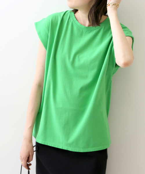 SLOBE IENA(スローブイエナ)の「【A BLENDS / エーブレンズ】SLOBE別注 製品染めカットソー(Tシャツ/カットソー・レディース・ブラック/ピンク/グリーン・FREE)」の2枚目の写真