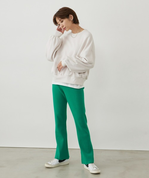 Auntie Rosa Holiday（アンティローザホリデー）の「※入荷禁止※リブニットパンツ / サイズ展開あり（その他パンツ・レディース・アイボリー/チャコールグレー/モカ/グリーン/ブラック・MEDIUM/SMALL）」の12枚目の写真