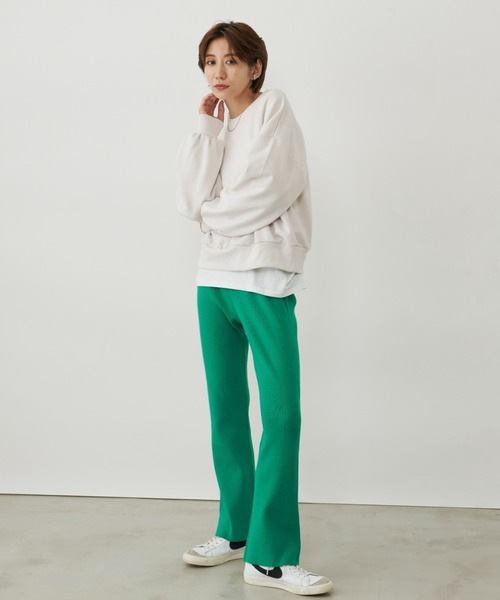 Auntie Rosa Holiday（アンティローザホリデー）の「※入荷禁止※リブニットパンツ / サイズ展開あり（その他パンツ・レディース・アイボリー/チャコールグレー/モカ/グリーン/ブラック・MEDIUM/SMALL）」の8枚目の写真