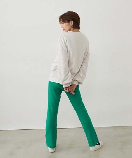 Auntie Rosa Holiday（アンティローザホリデー）の「※入荷禁止※リブニットパンツ / サイズ展開あり（その他パンツ・レディース・アイボリー/チャコールグレー/モカ/グリーン/ブラック・MEDIUM/SMALL）」の6枚目の写真