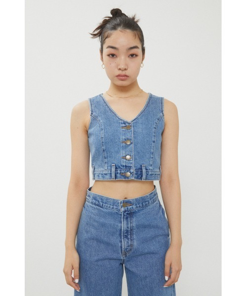 LAGUA GEM（ラグアジェム）の「VELA DENIM VEST-A デニムベスト（ベスト・レディース・ライトブルー/ブルー・FREE）」の8枚目の写真