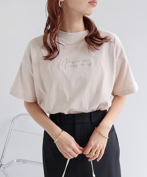 【SALE】Tシャツ コットン エンブロイダリー エンブロイダリーロゴティー（Tシャツ/カットソー