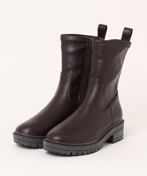 Juze(ジュゼ)の「リサイクルレザータンクソールストレッチブーツ【sustainable】(ブーツ・レディース・ブラック/オフホワイト/ダークブラウン・LL/S/L/M)」の3枚目の写真