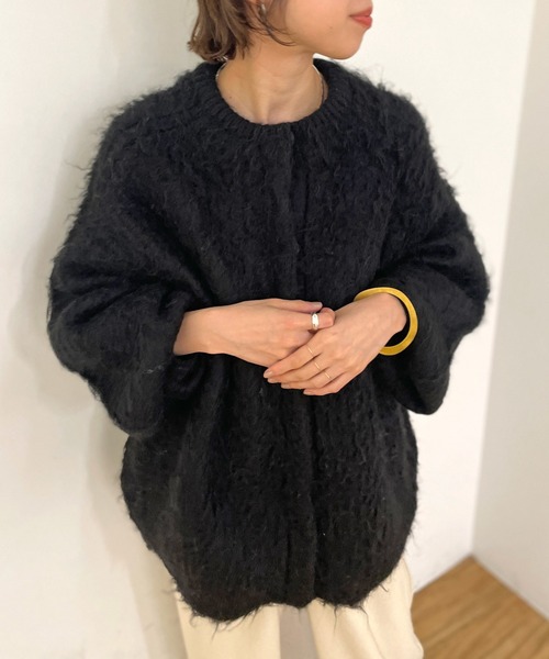 Omekashi（オメカシ）の「【EC限定カラーあり】スーパーシャギーニットコート（ニット/セーター・レディース・ライトグレー/ブラック/ピンク/オフホワイト・FREE）」の8枚目の写真