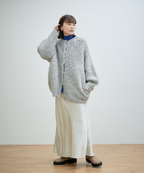 Omekashi（オメカシ）の「【EC限定カラーあり】スーパーシャギーニットコート（ニット/セーター・レディース・ライトグレー/ブラック/ピンク/オフホワイト・FREE）」の15枚目の写真