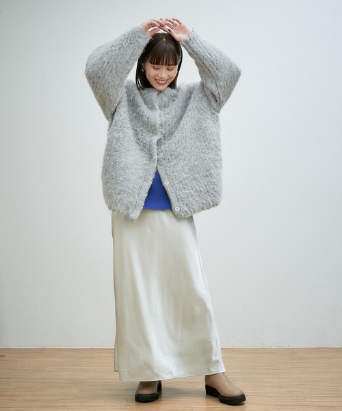 Omekashi（オメカシ）の「【EC限定カラーあり】スーパーシャギーニットコート（ニット/セーター・レディース・ライトグレー/ブラック/ピンク/オフホワイト・FREE）」の13枚目の写真