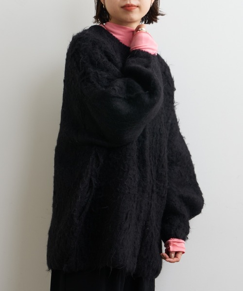 Omekashi（オメカシ）の「【EC限定カラーあり】スーパーシャギーニットコート（ニット/セーター・レディース・ライトグレー/ブラック/ピンク/オフホワイト・FREE）」の18枚目の写真