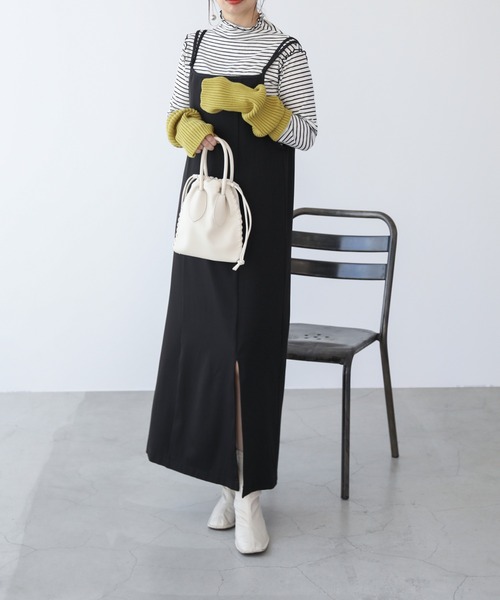 frames RAY CASSIN（フレームスレイカズン）の「WEB限定 スリット入りキャミワンピース（ワンピース・レディース・ブラック/ベージュ/キャメル・FREE）」の12枚目の写真