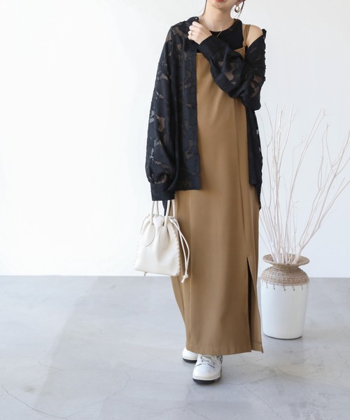 frames RAY CASSIN（フレームスレイカズン）の「WEB限定 スリット入りキャミワンピース（ワンピース・レディース・ブラック/ベージュ/キャメル・FREE）」の22枚目の写真