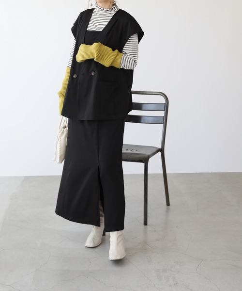 frames RAY CASSIN（フレームスレイカズン）の「WEB限定 スリット入りキャミワンピース（ワンピース・レディース・ブラック/ベージュ/キャメル・FREE）」の8枚目の写真