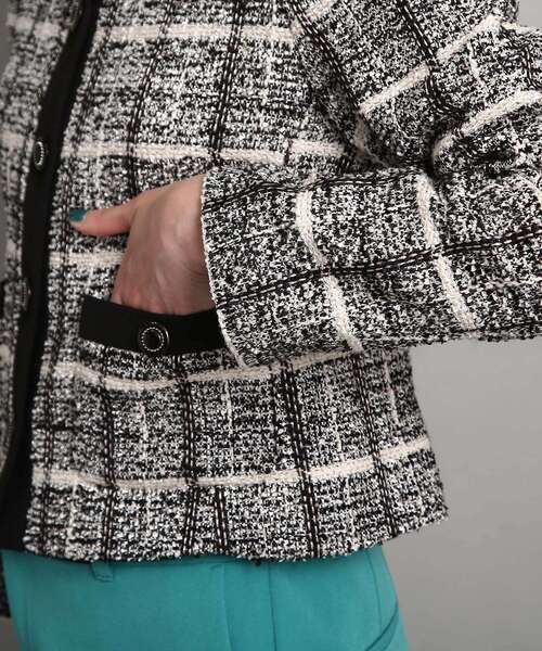 COUP DE CHANCE（クードシャンス）の「◆【セットアップ対応】ツイードノーカーラージャケット（スーツジャケット・レディース・ベージュ系その他7/ブラック系3・40/38/36/34）」の14枚目の写真
