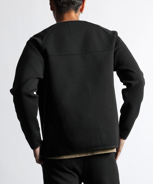 The DUFFER of ST.GEORGE(ザダファーオブセントジョージ)の「〔BLACK LABEL〕"SORONA" DK ZIP CREW:セットアップ ダンボールニット フルジップ クルートップス(カーディガン/ボレロ・メンズ・ブラック/グレー・SMALL/MEDIUM/LARGE/X-LARGE)」の5枚目の写真