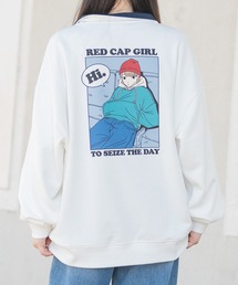 Red Cap Girl | 【a-r】〔Red Cap Girl/レッドキャップガール〕ハート/イラストプリント オーバーサイズハーフジップ(スウェット)