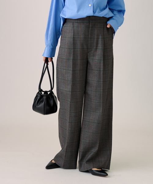 journal standard L'essage（ジャーナルスタンダードレサージュ）の「チェック ワイドパンツ（その他パンツ・レディース・グレー/ブラウン系その他/ブラウン・36/38）」の2枚目の写真
