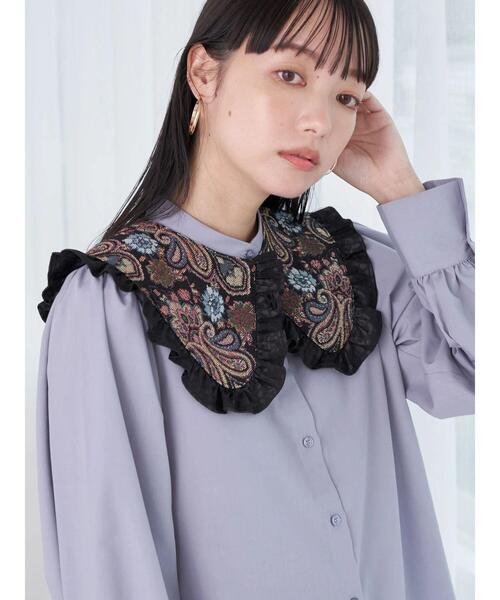 earth music&ecology（アースミュージックアンドエコロジー）の「ラウンドフリル付け衿(BK)（付け襟・レディース・ブラック・FREE）」の2枚目の写真
