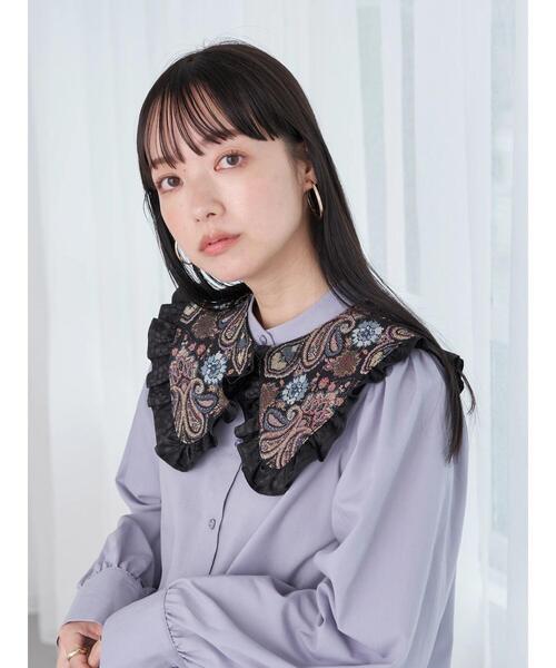earth music&ecology（アースミュージックアンドエコロジー）の「ラウンドフリル付け衿(BK)（付け襟・レディース・ブラック・FREE）」の4枚目の写真