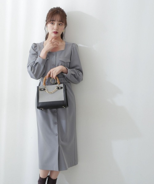 PROPORTION BODY DRESSING(プロポーションボディドレッシング)の「フロント釦タイトワンピース / 1212240018(ワンピース・レディース・ブルー/ベージュ/ダークグレー・SMALL/X-SMALL/MEDIUM)」の8枚目の写真