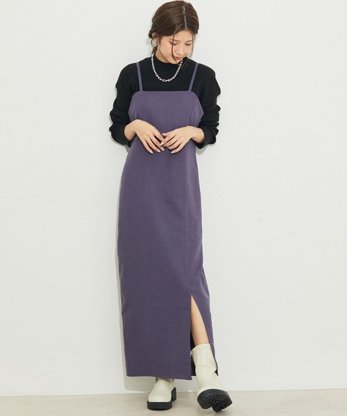 vis-`a-vis(ビサビ)の「【WEB限定】【SET】キャミワンピース&モックネックプルオーバーセット(ワンピース・レディース・ブラック/グリーン/ラベンダー・FREE)」の3枚目の写真