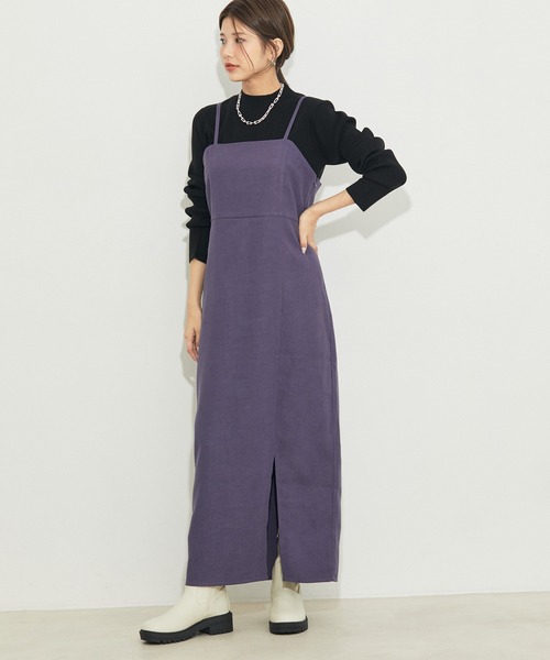 vis-`a-vis(ビサビ)の「【WEB限定】【SET】キャミワンピース&モックネックプルオーバーセット(ワンピース・レディース・ブラック/グリーン/ラベンダー・FREE)」の5枚目の写真