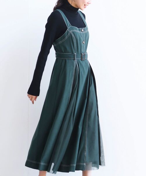 rps（アールピーエス）の「フェイクスウェードチュール切替ジャンドレ（ジャンパースカート・レディース・ブラック/ダークグリーン/ブラウン/ボルドー/ブラック系その他2・フリー）」の4枚目の写真