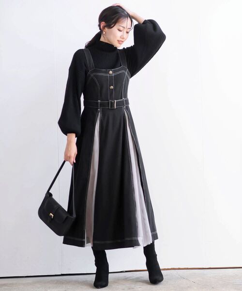 rps（アールピーエス）の「フェイクスウェードチュール切替ジャンドレ（ジャンパースカート・レディース・ブラック/ダークグリーン/ブラウン/ボルドー/ブラック系その他2・フリー）」の16枚目の写真