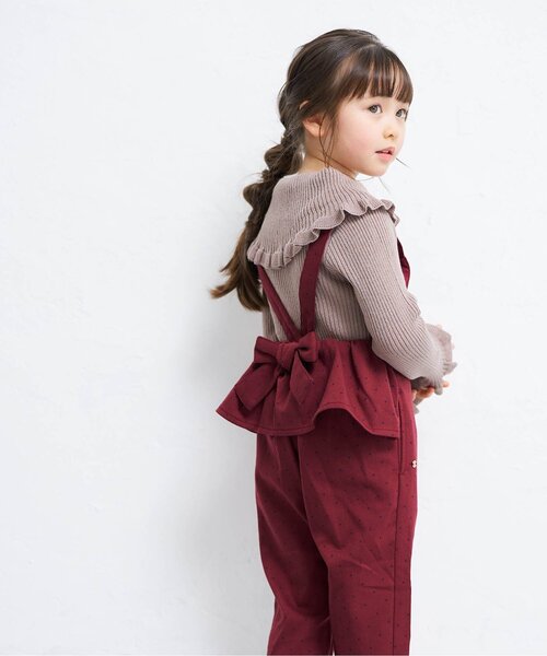 apres les cours(アプレレクール)の「WEB限定 後ろリボンサロペット(サロペット/オーバーオール・キッズ・ドット/ベージュ・80/90/100/110/120/130/140)」の2枚目の写真