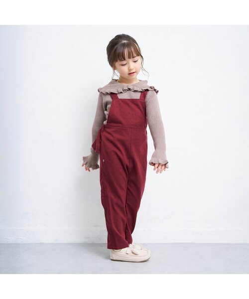 apres les cours(アプレレクール)の「WEB限定 後ろリボンサロペット(サロペット/オーバーオール・キッズ・ドット/ベージュ・80/90/100/110/120/130/140)」の3枚目の写真