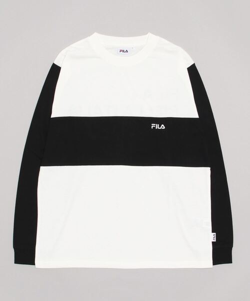 FILA(フィラ)の「FILA 切り替えロングスリーブTシャツ(Tシャツ/カットソー・メンズ・ネイビー/グリーン系その他/ホワイト/グリーン/レッド/ブラック・XL/M/L)」の2枚目の写真