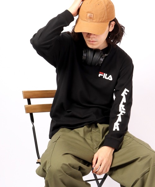 FILA(フィラ)の「FILA 切り替えロングスリーブTシャツ(Tシャツ/カットソー・メンズ・ネイビー/グリーン系その他/ホワイト/グリーン/レッド/ブラック・XL/M/L)」の3枚目の写真