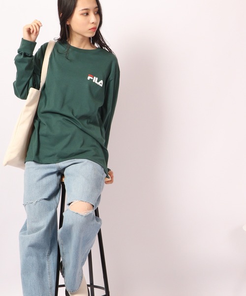 FILA(フィラ)の「FILA 切り替えロングスリーブTシャツ(Tシャツ/カットソー・メンズ・ネイビー/グリーン系その他/ホワイト/グリーン/レッド/ブラック・XL/M/L)」の13枚目の写真