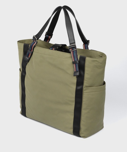 新品同様☆ポールスミス ストライプスポーツ トートバッグ カーキ Paul Smith（ポールスミス）の「ストライプスポーツ トート