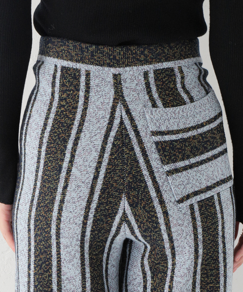irojikake / irojikake/Striped Knit Pants/S/コットン/BLU/IG22AW-PT84 Oriens JOURNAL STANDARD（オリエンス ジャーナルスタンダード）の