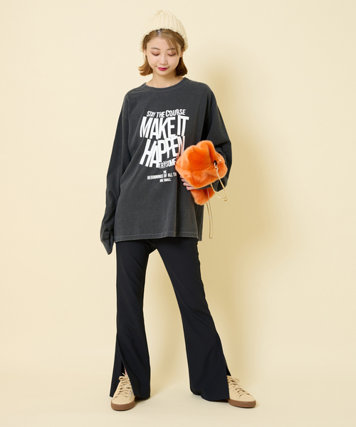 U by SPICK&SPAN(ユーバイスピックアンドスパン)の「【BALMYDAYS/バーミーデイズ】 別注OVERDYED BIG L/S TEE(Tシャツ/カットソー・レディース・アイボリー/ブラック系その他/ピンク系その他・FREE)」の8枚目の写真