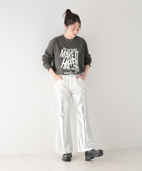 U by SPICK&SPAN(ユーバイスピックアンドスパン)の「【BALMYDAYS/バーミーデイズ】 別注OVERDYED BIG L/S TEE(Tシャツ/カットソー・レディース・アイボリー/ブラック系その他/ピンク系その他・FREE)」の11枚目の写真
