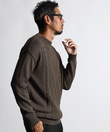 The DUFFER of ST.GEORGE | GARMENT-DYE CABLE KNIT：製品染め ニュアンスカラー ケーブルニット(ニット/セーター)