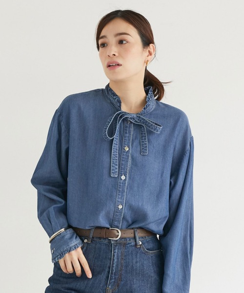 セール】ソフトデニムリボンシャツ（シャツ/ブラウス）｜DOUX ARCHIVES