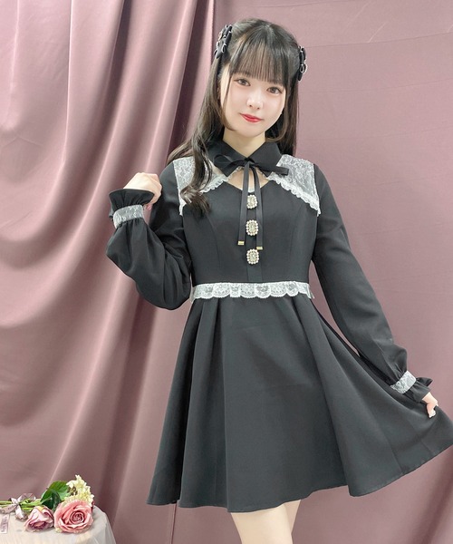 【Rojita】デコルテ開きツーピー風ワンピース セール】デコルテ開きツーピー風ワンピース（ワンピース
