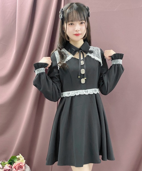 ROJITA(ロジータ)の「デコルテ開きビジュ釦フレアワンピース(ワンピース・レディース・ブルー/ブラック/ピンク系その他・FREE)」の17枚目の写真