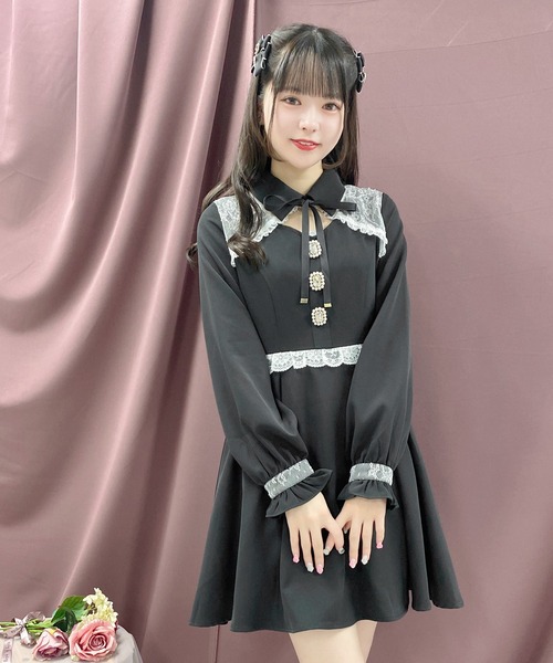 ROJITA(ロジータ)の「デコルテ開きビジュ釦フレアワンピース(ワンピース・レディース・ブルー/ブラック/ピンク系その他・FREE)」の18枚目の写真