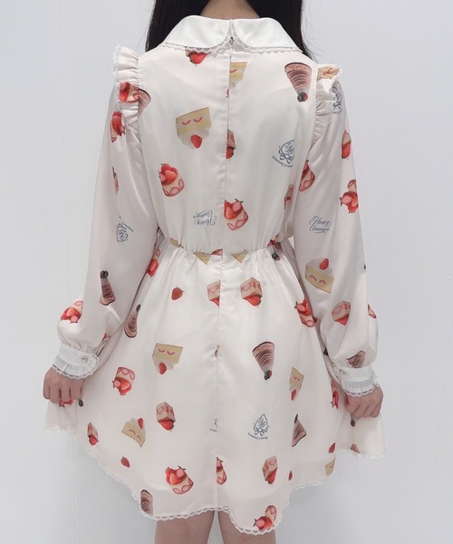 Honey Cinnamon（ハニーシナモン）の「アソートケーキ柄ワンピース（ワンピース・レディース・アイボリー/ピンク・FREE）」の3枚目の写真