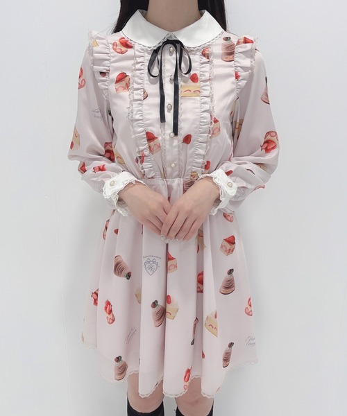 Honey Cinnamon（ハニーシナモン）の「アソートケーキ柄ワンピース（ワンピース・レディース・アイボリー/ピンク・FREE）」の8枚目の写真