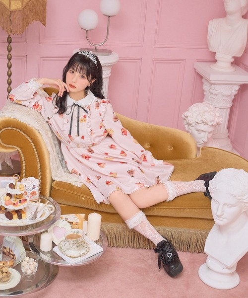 Honey Cinnamon（ハニーシナモン）の「アソートケーキ柄ワンピース（ワンピース・レディース・アイボリー/ピンク・FREE）」の18枚目の写真