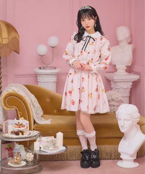 Honey Cinnamon（ハニーシナモン）の「アソートケーキ柄ワンピース（ワンピース・レディース・アイボリー/ピンク・FREE）」の9枚目の写真